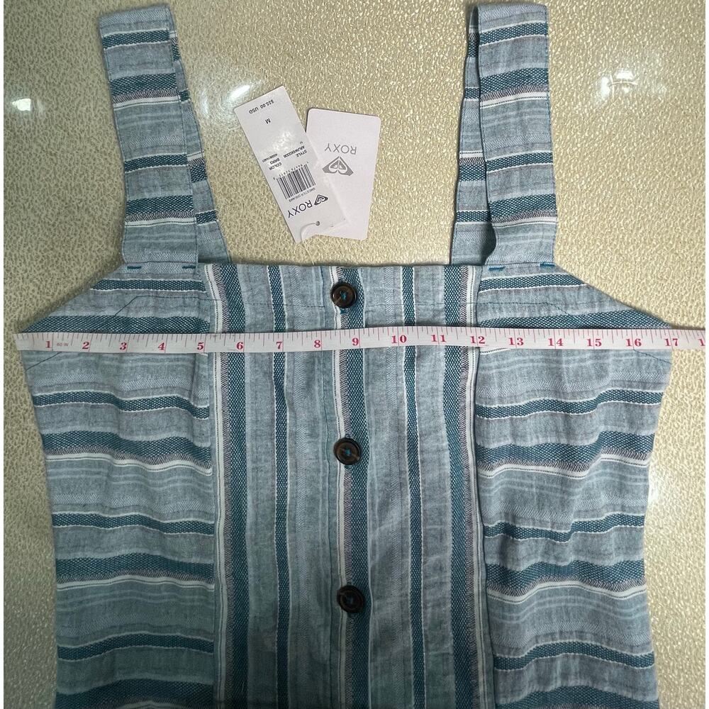 NWT Roxy Sweeter Dreams Light Blue Stripe Linen Blend Mini Dress Size Medium - Picture 8 of 8